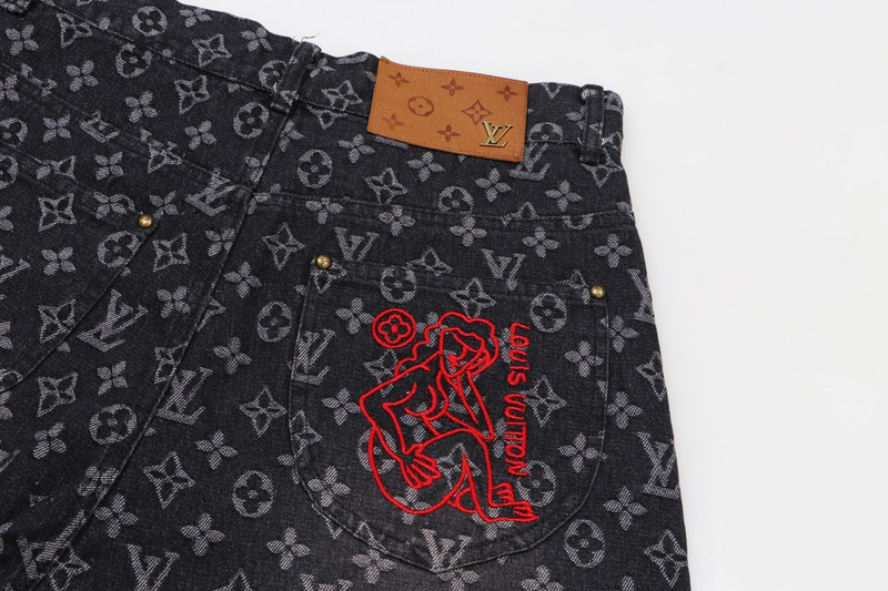 Calça Louis Vuitton Distressed Baggy Monogram Jeans